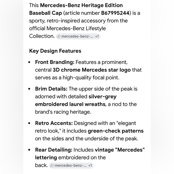 🆕Mercedes-Benz with Metal Logo Men’s Baseball Cap Heritage Edition - Picture 2 of 16